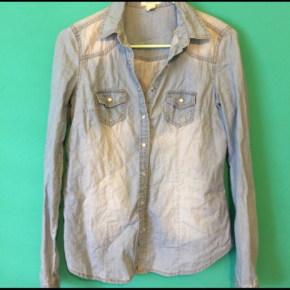 Light wash denim button up