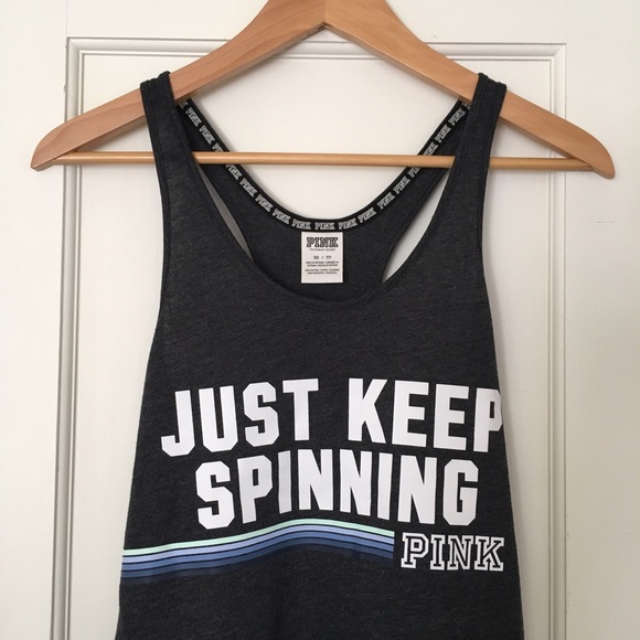 PINK Victoria's Secret Tops - NWOT PINK racerback dark gray tank