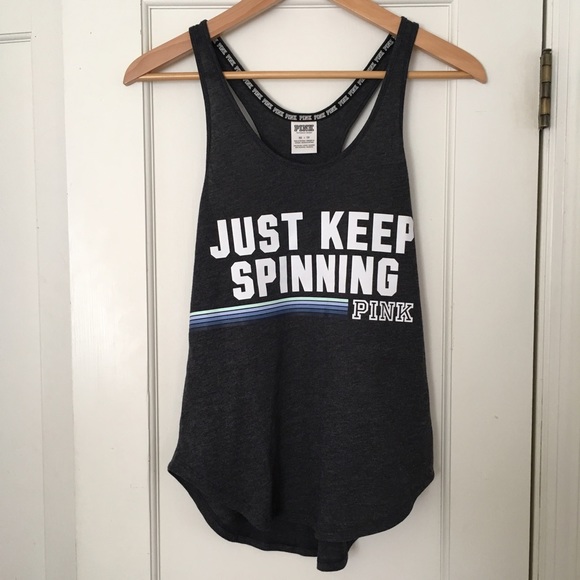 NWOT PINK racerback dark gray tank - Picture 2 of 2