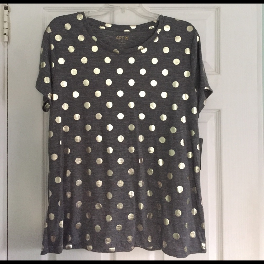 Gray with silver pok-a-dot t-shirt
