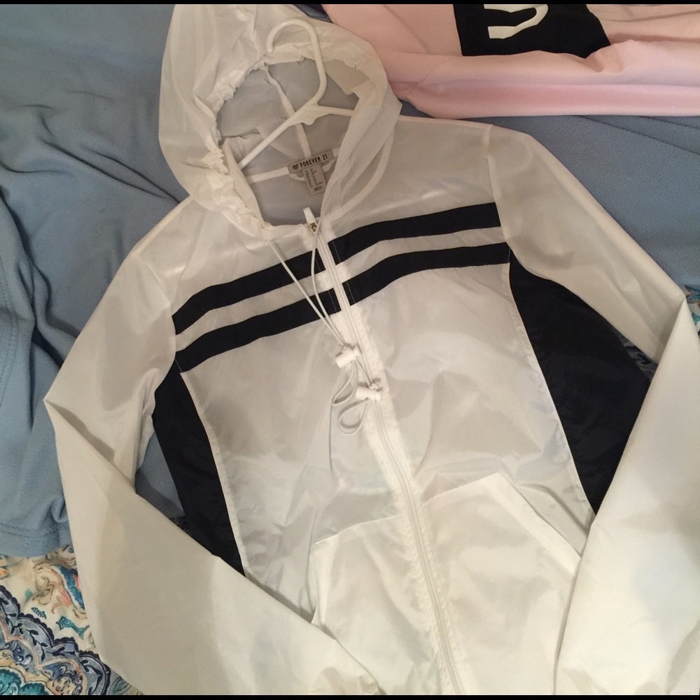 White/Black Forever21 Fitness Jacket