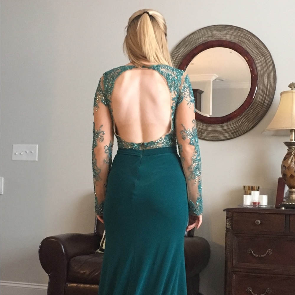 Sherri Hill beaded long sleeve prom dress!