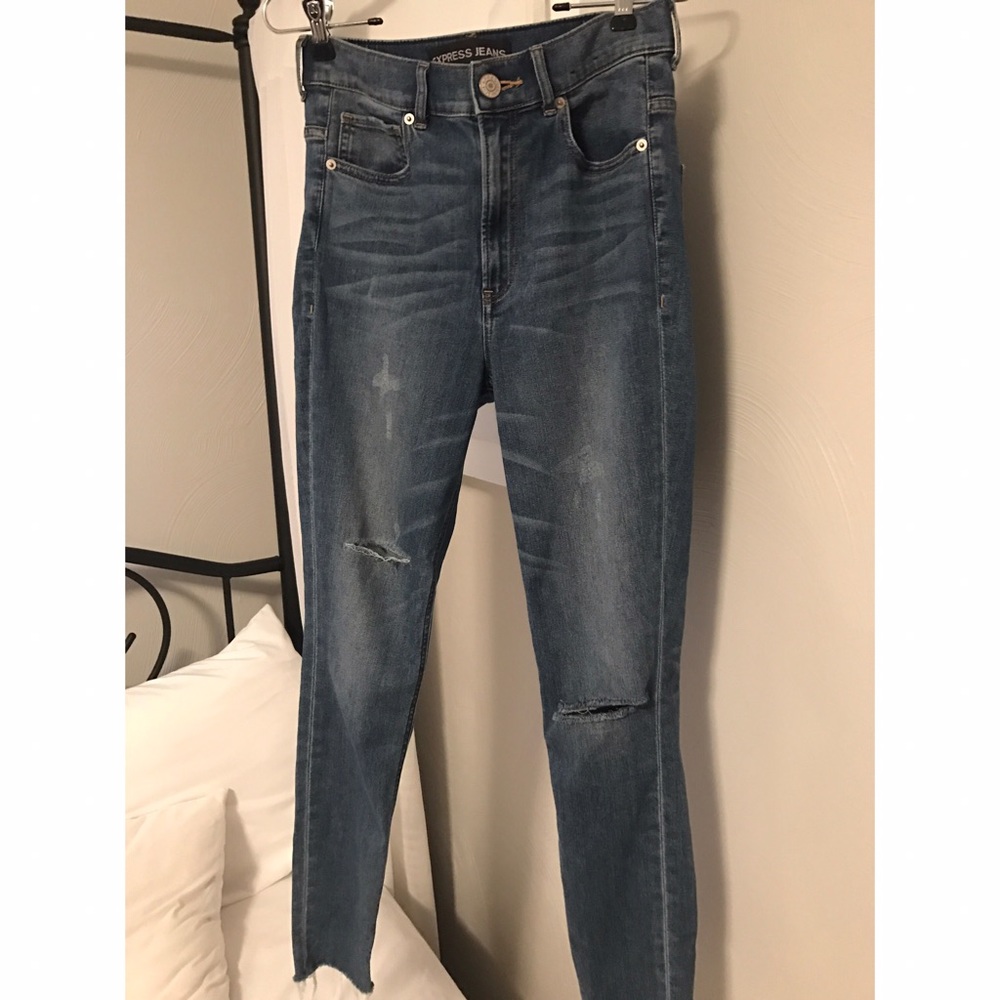 Express high waisted jean leggings