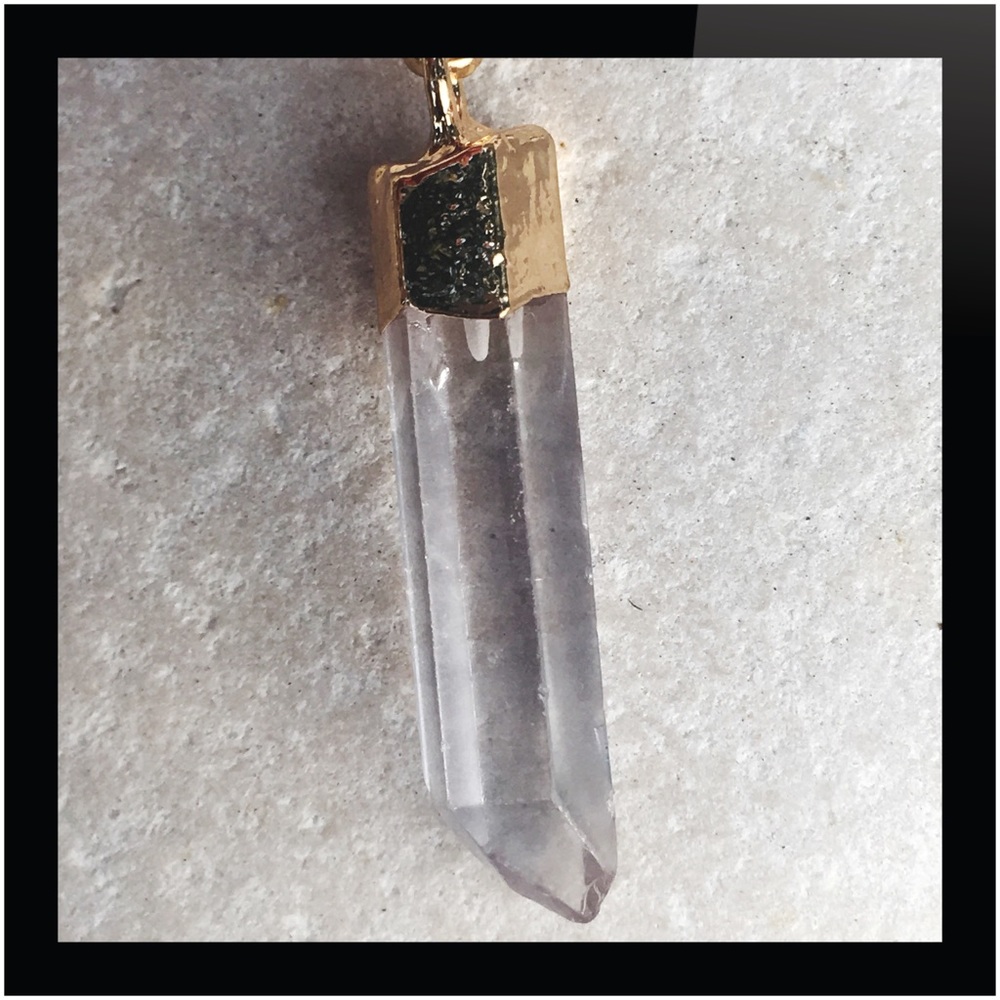 Raw Crystal Shard Necklace 18k Gold Festival Boho - Picture 5 of 6