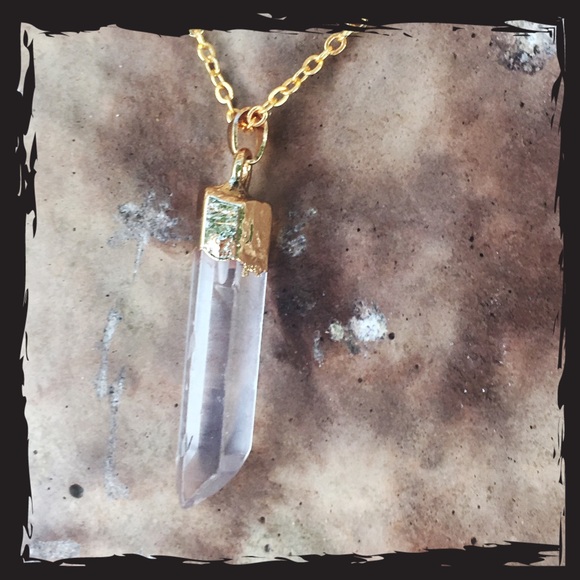 Raw Crystal Shard Necklace 18k Gold Festival Boho - Picture 4 of 6