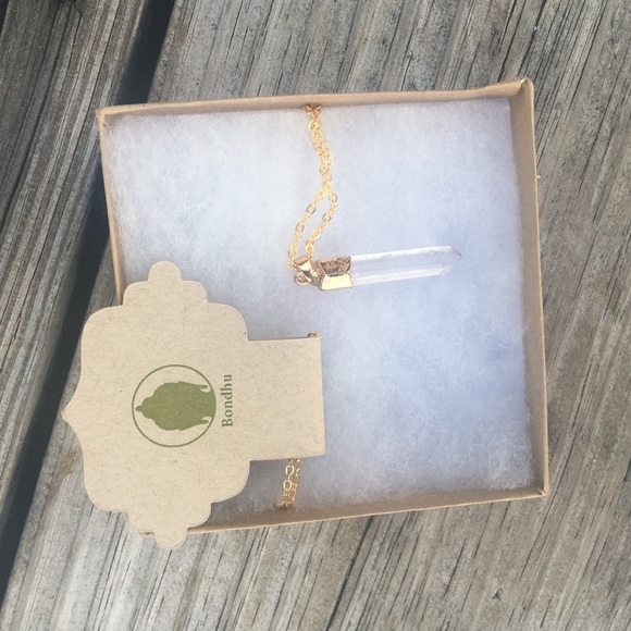 Raw Crystal Shard Necklace 18k Gold Festival Boho - Picture 6 of 6