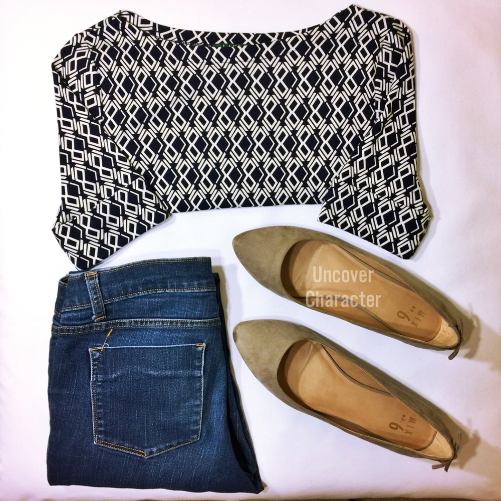 🔆💙 RALPH LAUREN printed 3/4 top