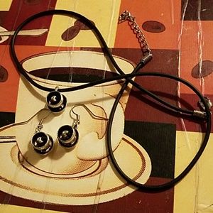 Coffee cup Earrings & necklace set handmade nwot