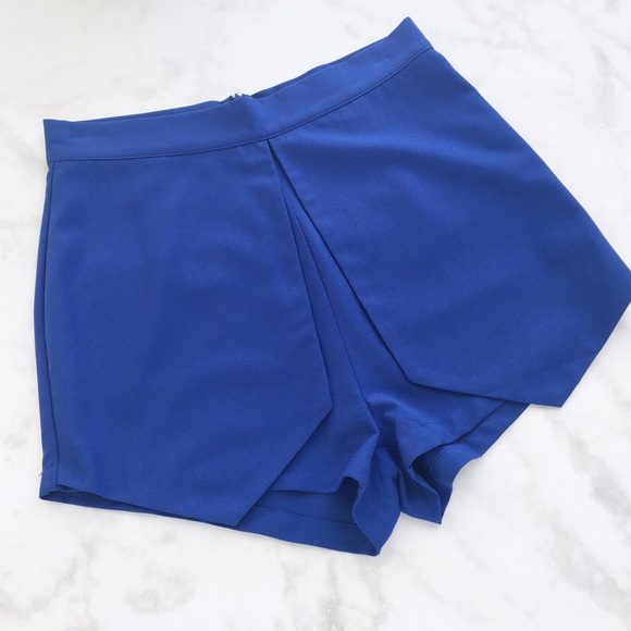 Royal Blue Foldover Shorts - Picture 2 of 8