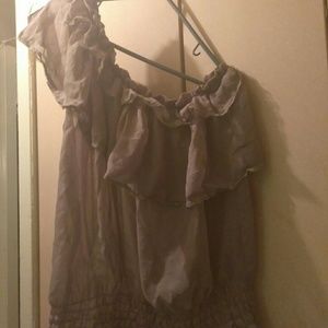 See through, off one shoulder ruffle top