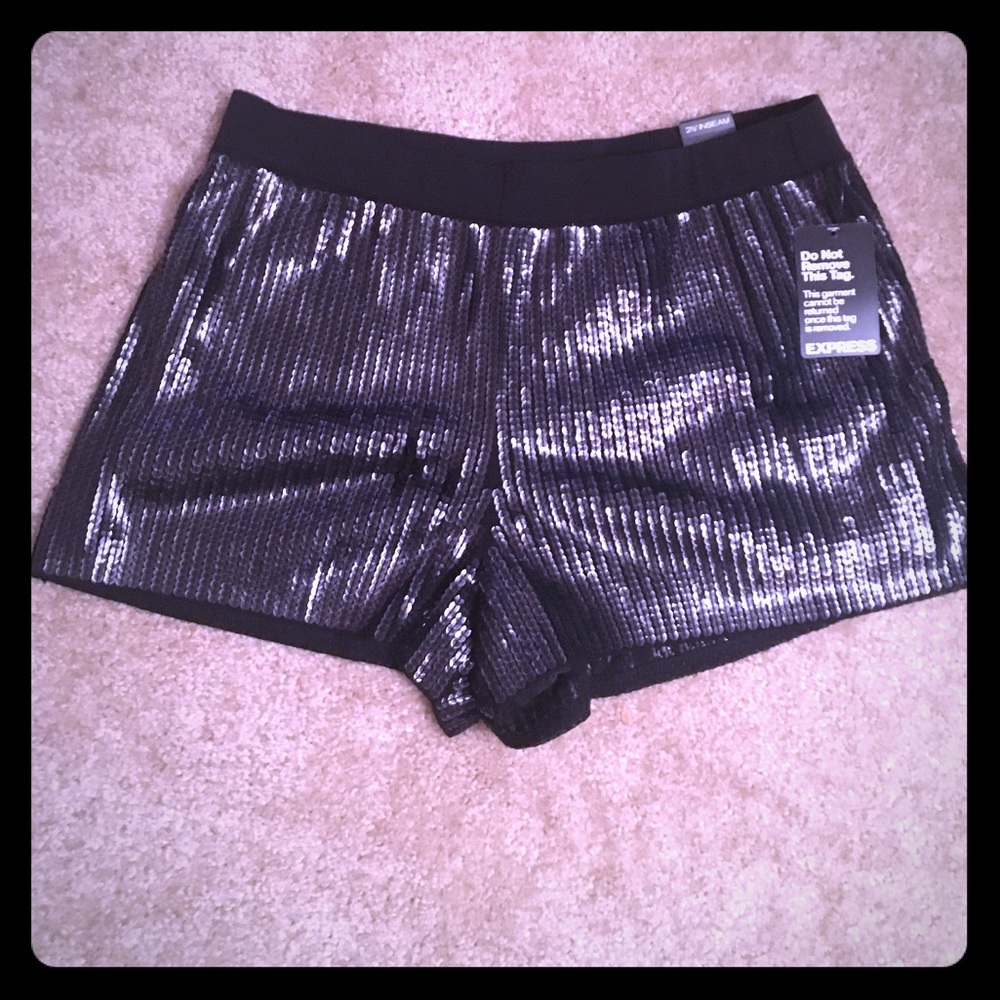 Express black sequin black shorts
