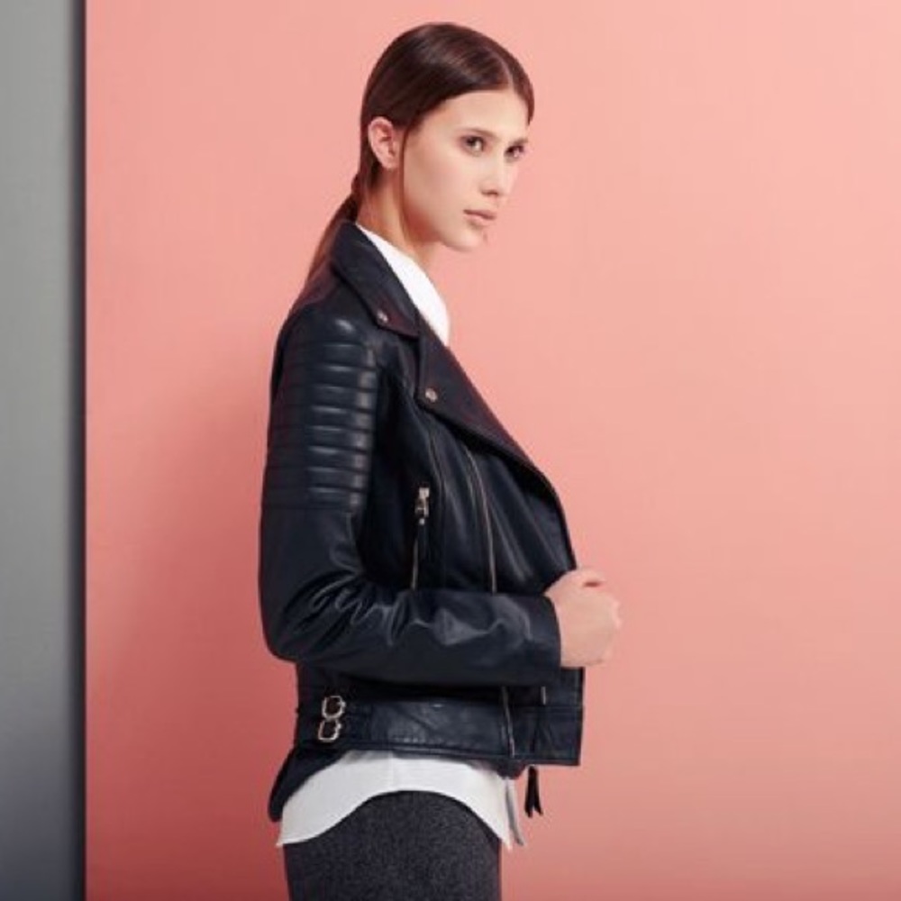 Beckett Simonon Fitted Leather Biker Jacket