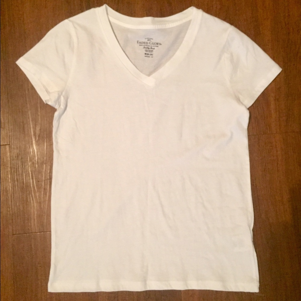 Solid White V-Neck Tee