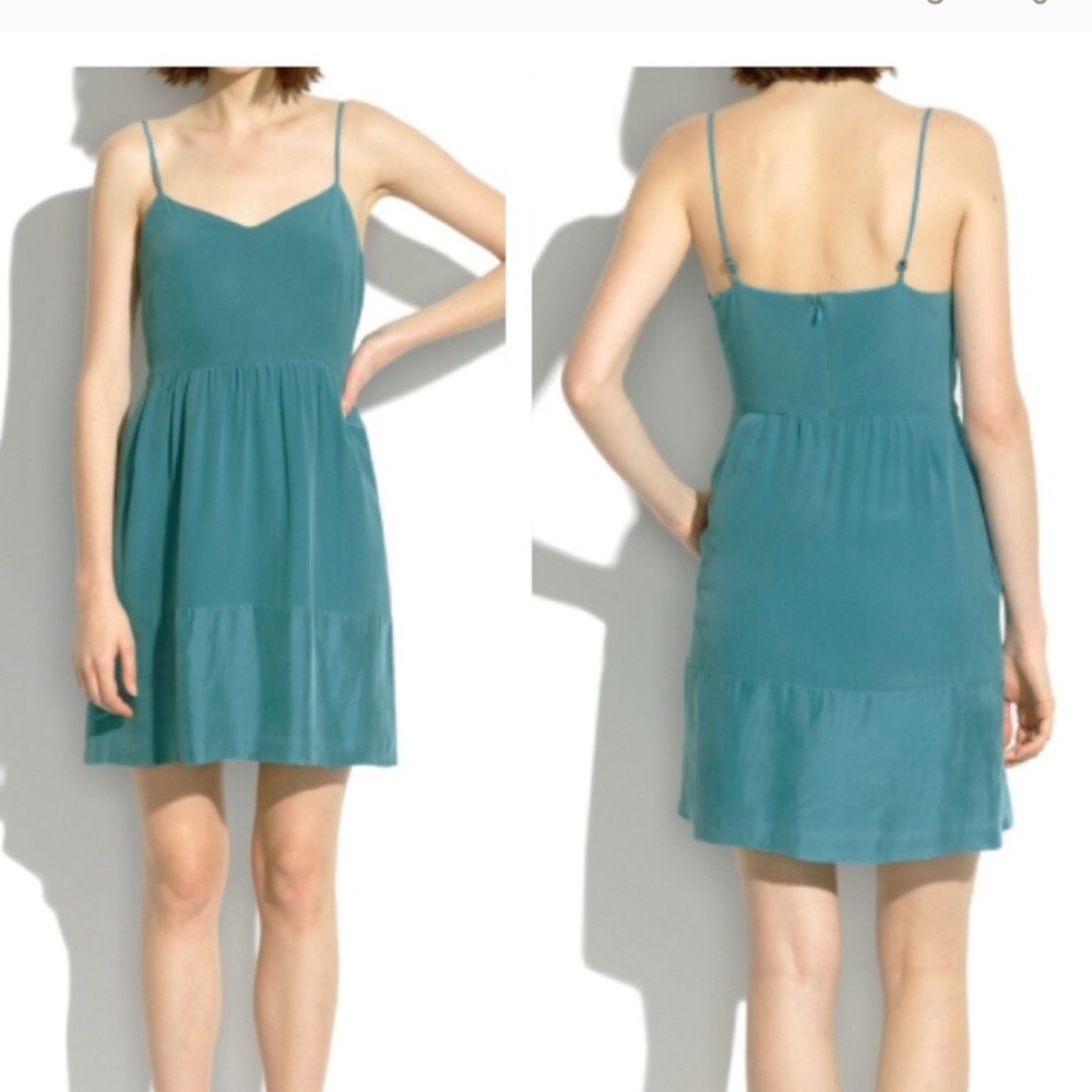 Blue 100% silk Madewell strap dress!