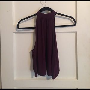 Plum high necked flowy shirt