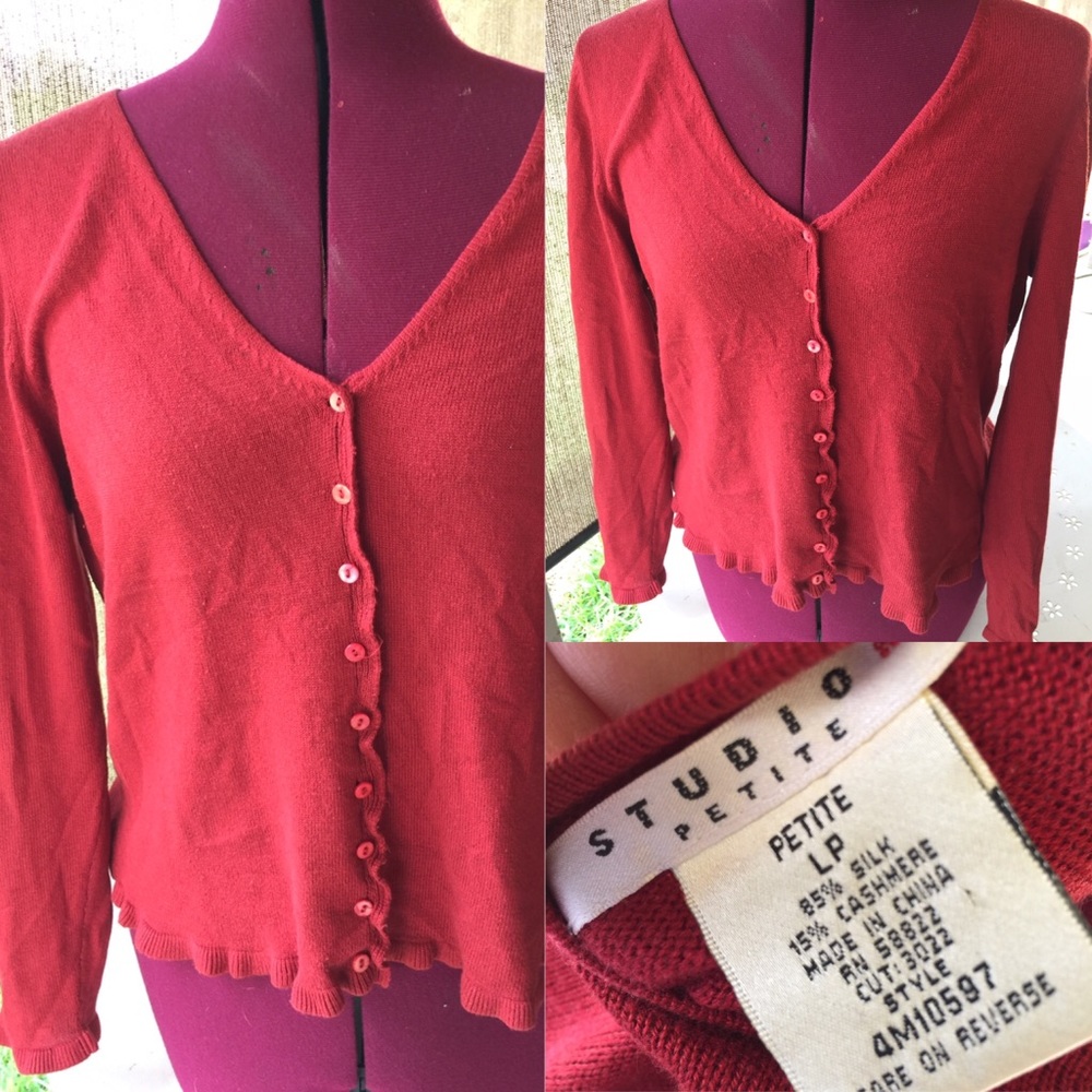 Red cardigan