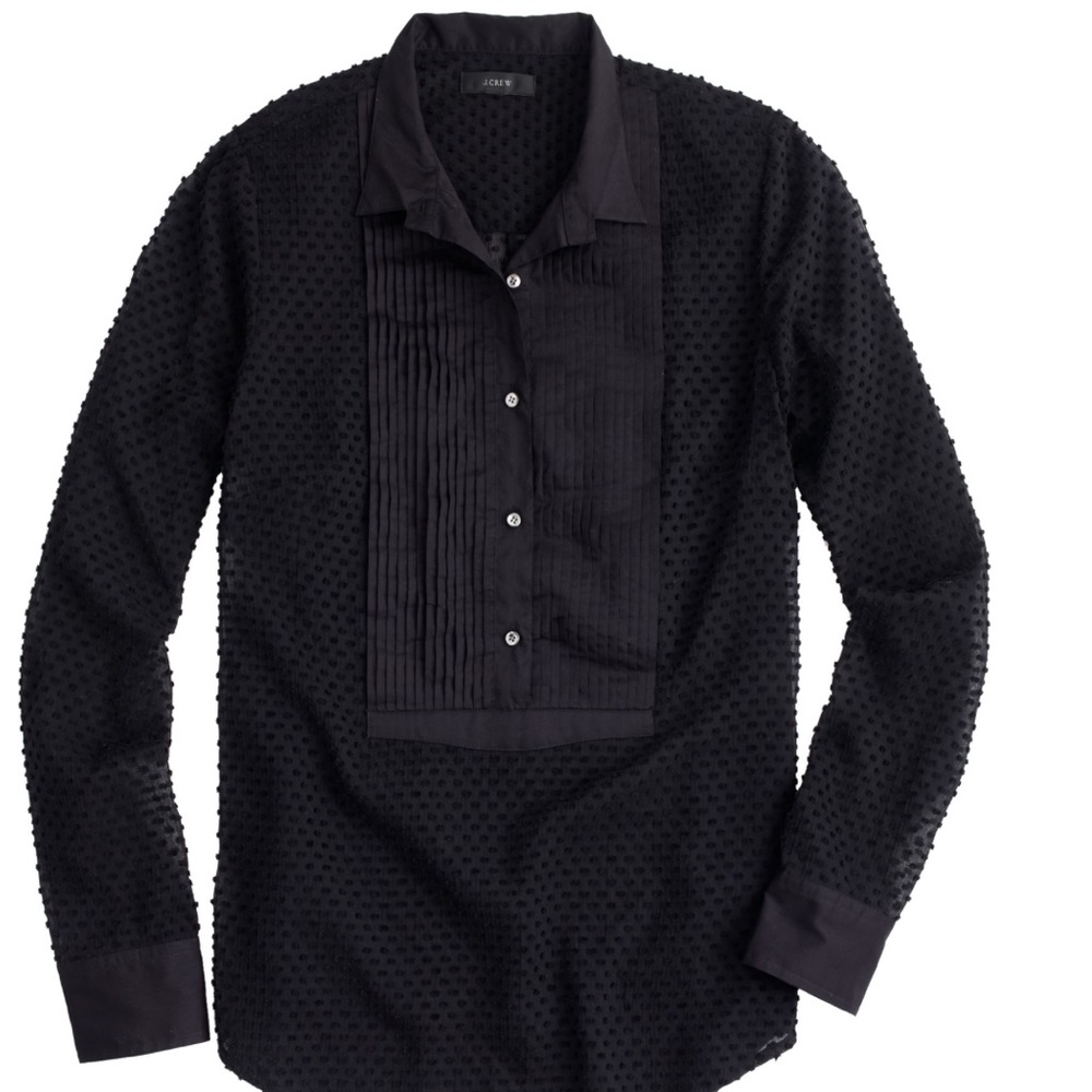 J. Crew Swiss-Dot Tuxedo Blouse