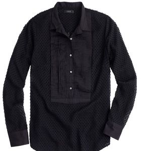 J. Crew Swiss-Dot Tuxedo Blouse