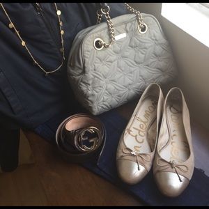 Sam Edelman Tan and Gold Flats