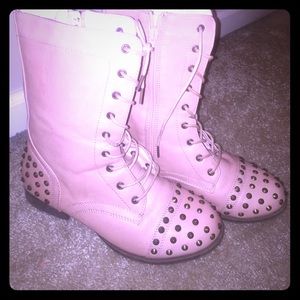 Pink combat boots