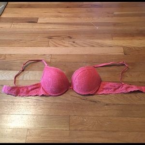 Pink lace push up bra