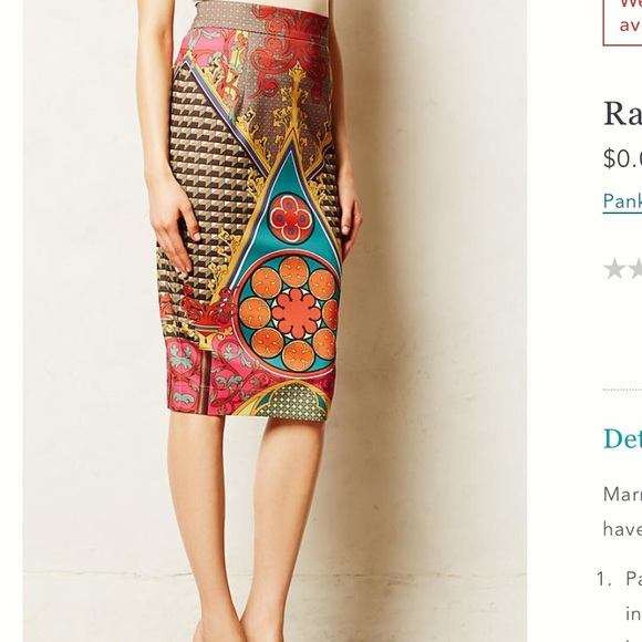 Pankaj & nihdi Anthropologie Rambutan Pencil Skirt - Picture 4 of 4