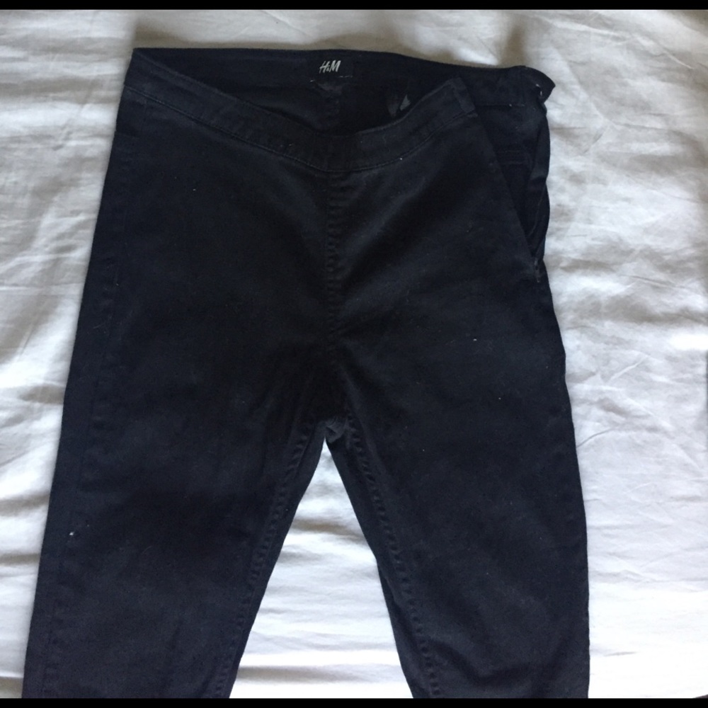 H&M Black Side-Zip Fabric Skinny Pants