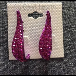 Gorgeous magenta rhinestones teardrop earrings