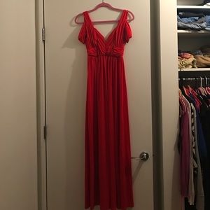 Red Hot ASOS floor length dress with slit