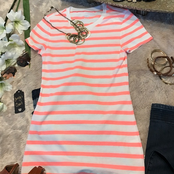 Peach and white striped casual top - Picture 2 of 3