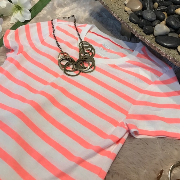 Peach and white striped casual top - Picture 3 of 3
