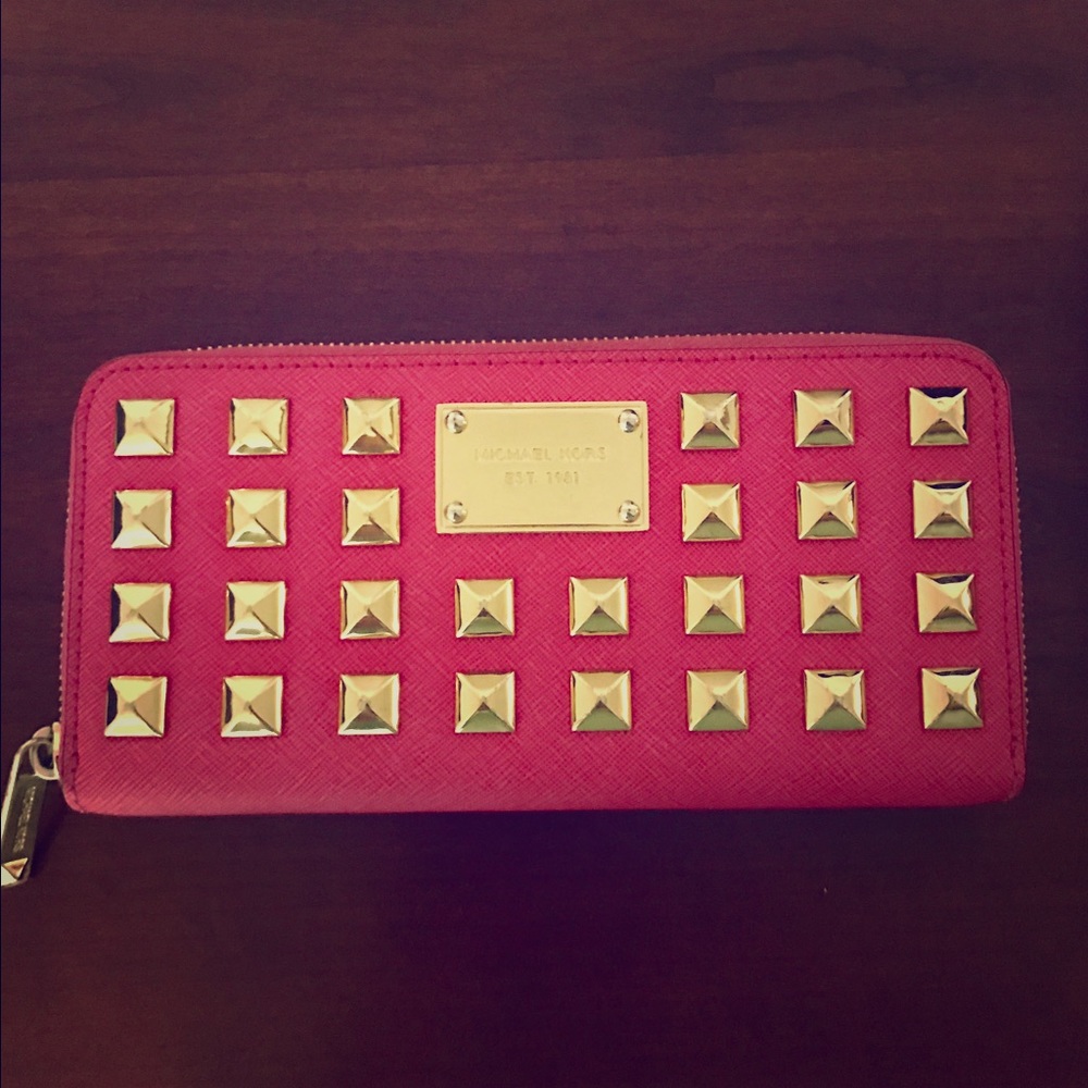 Hot Pink Studded Michael Kors Wallet