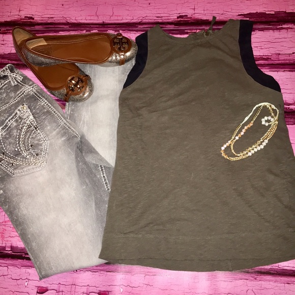 J. Crew Tops - J. Crew Cotton & Silk Trim Tank