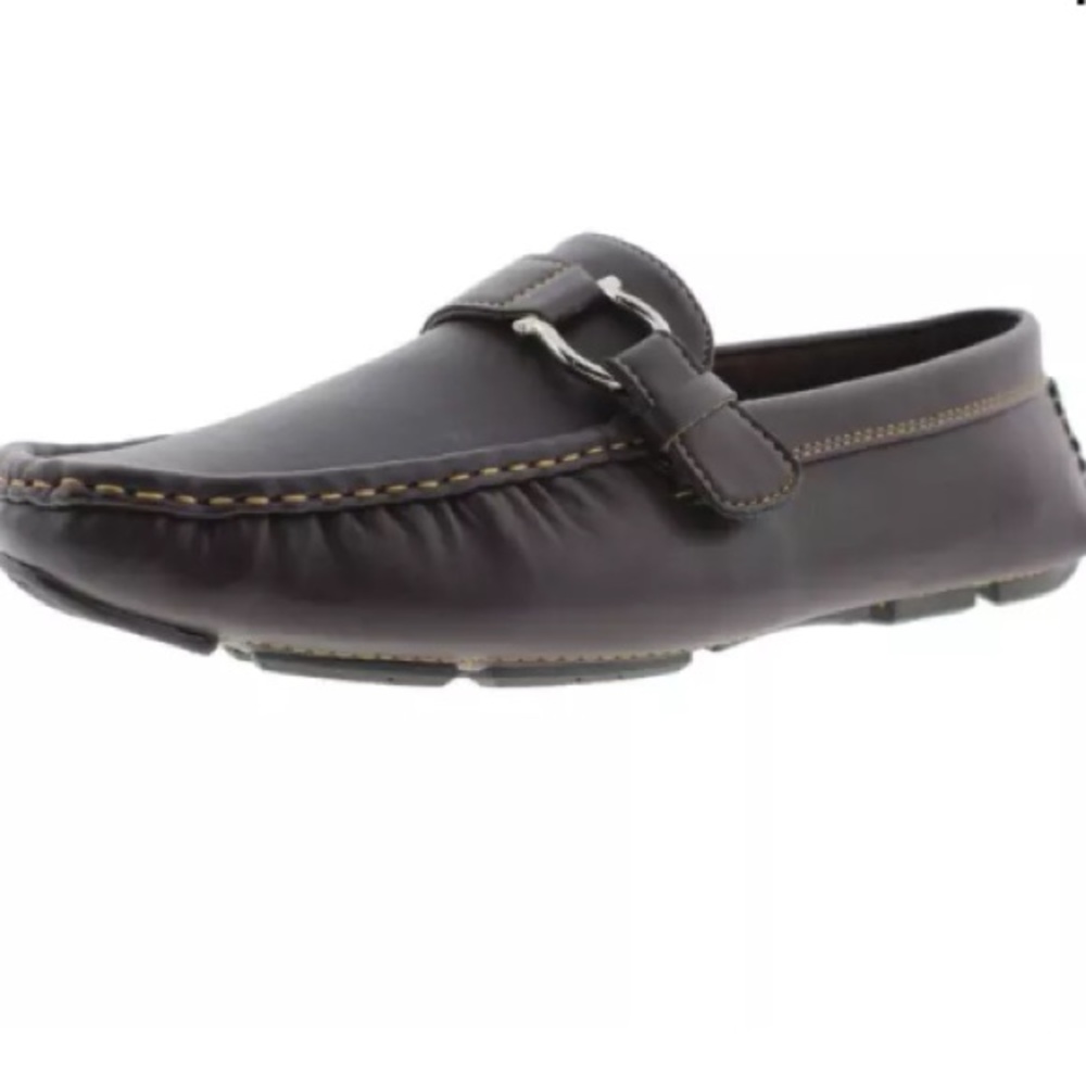 Concrete-Brown Faux Leather Horsebit Loafers 7.5