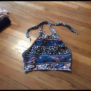 Halter multicolored tie back top