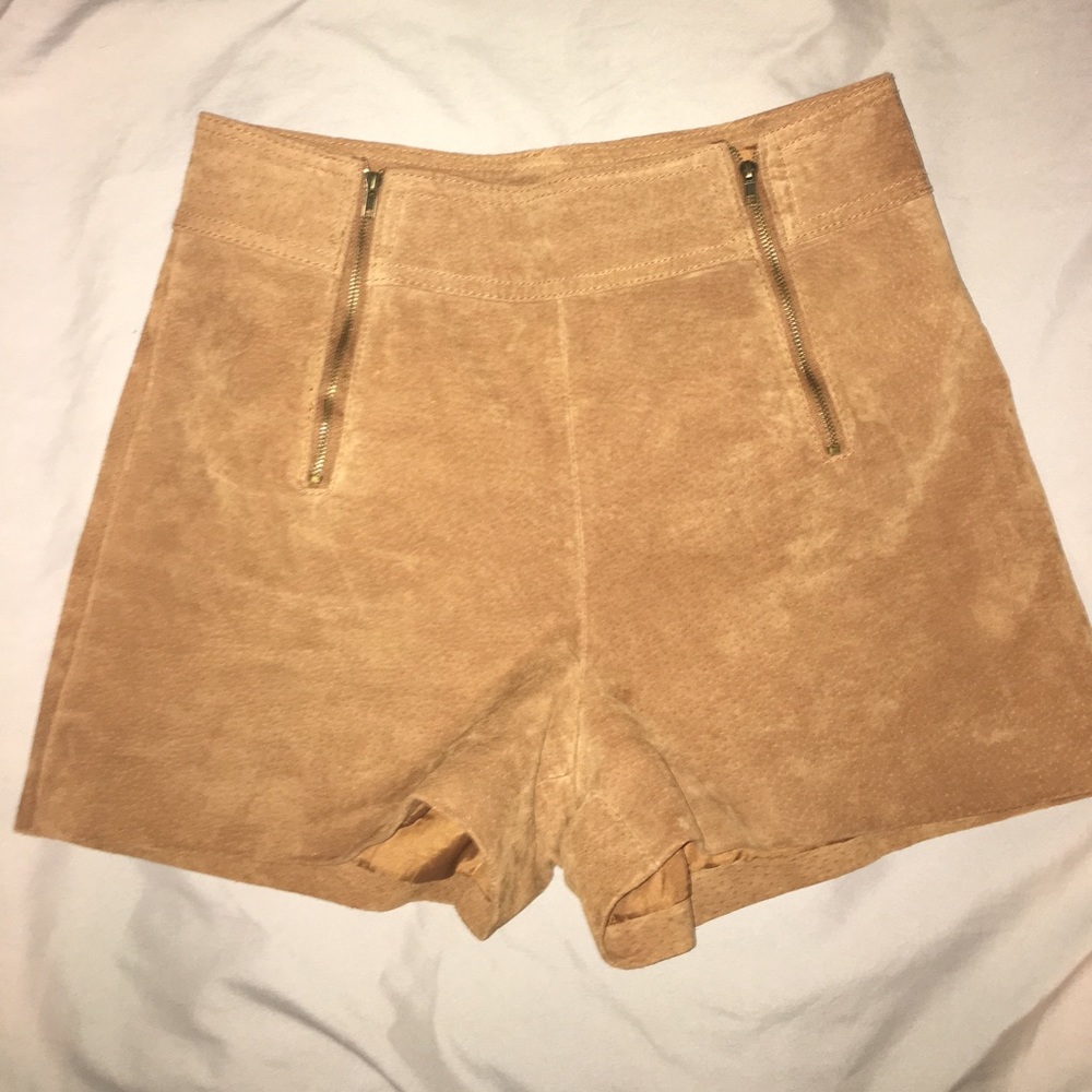 high waisted suede shorts
