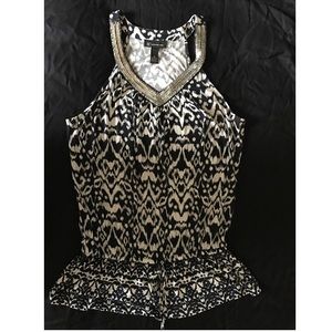 Inc blue and white short sleeve blouse