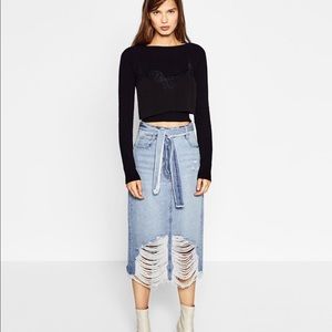 zara denim skirt