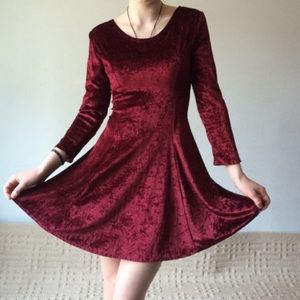 Crushed Velvet Maroon Dress