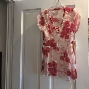 Sheer floral top Small NWT