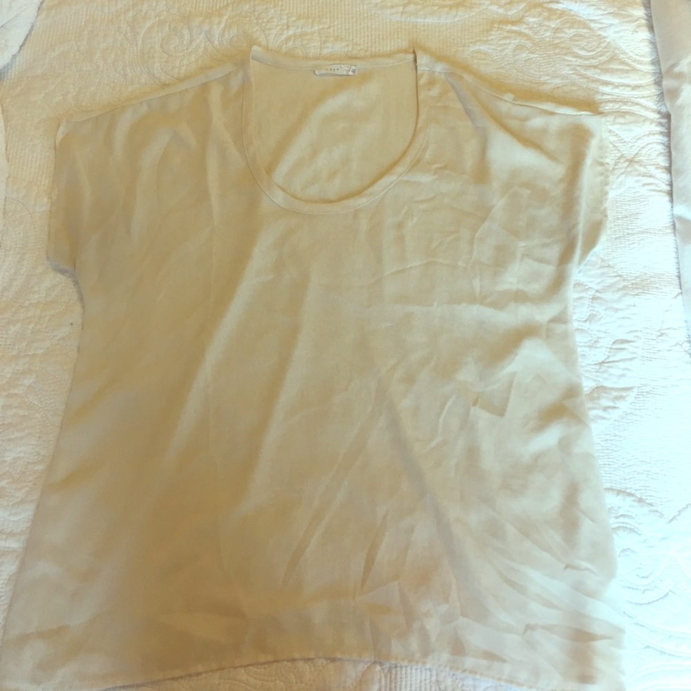 Cream scoop neck blouse