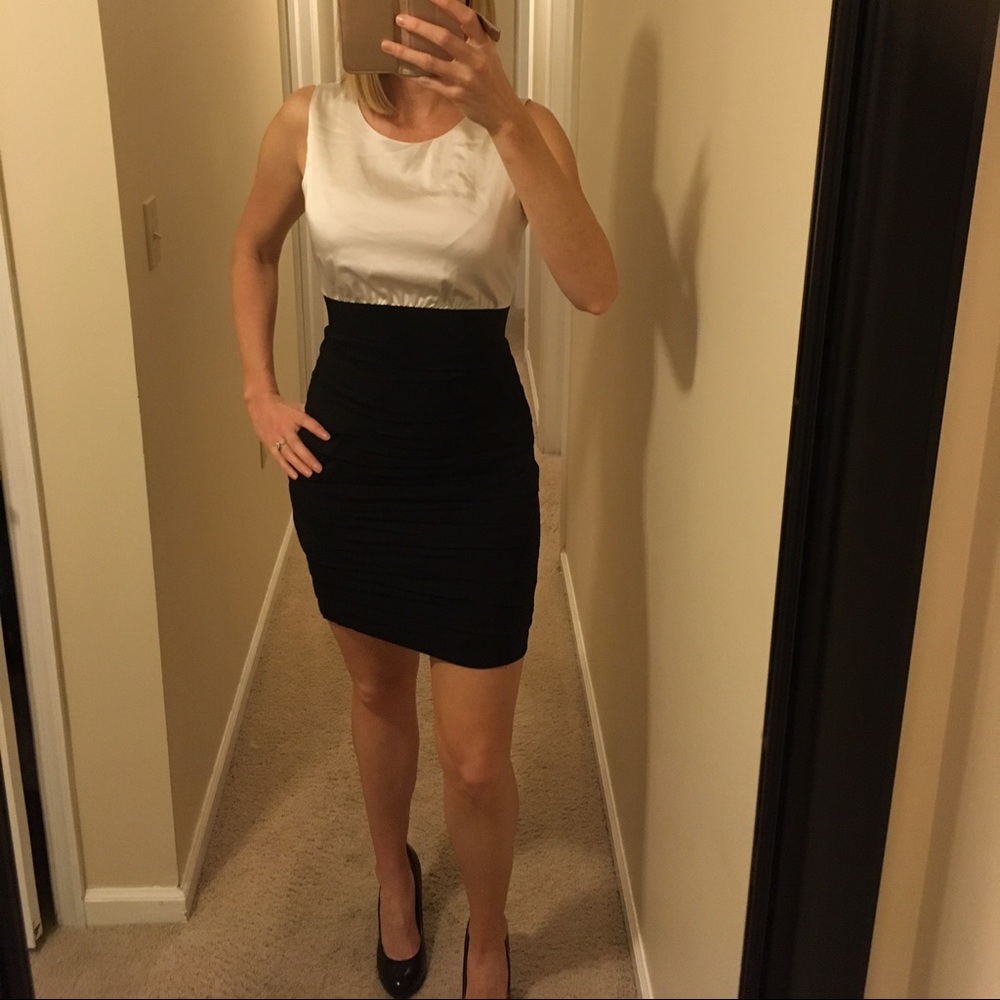 Express, Black and White, Fitted, Mini Dress