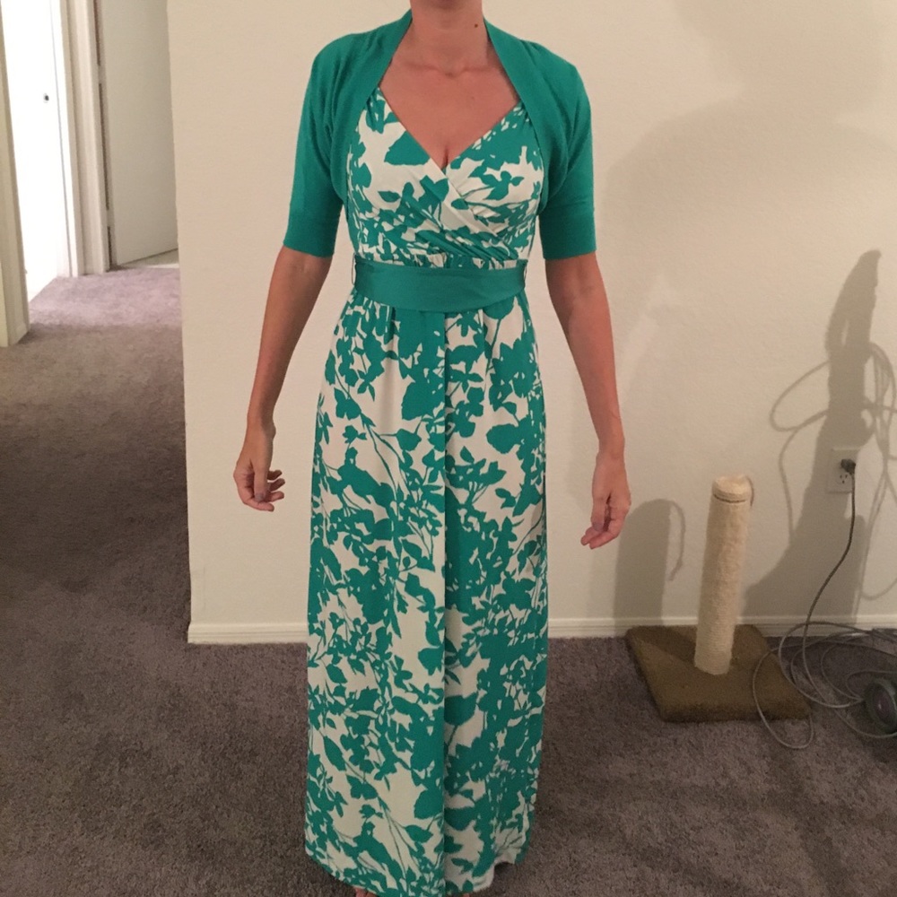 New York and Company maxi dress with cardigan