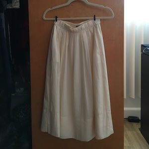 J.Crew ivory pleated midi skirt (size 00)