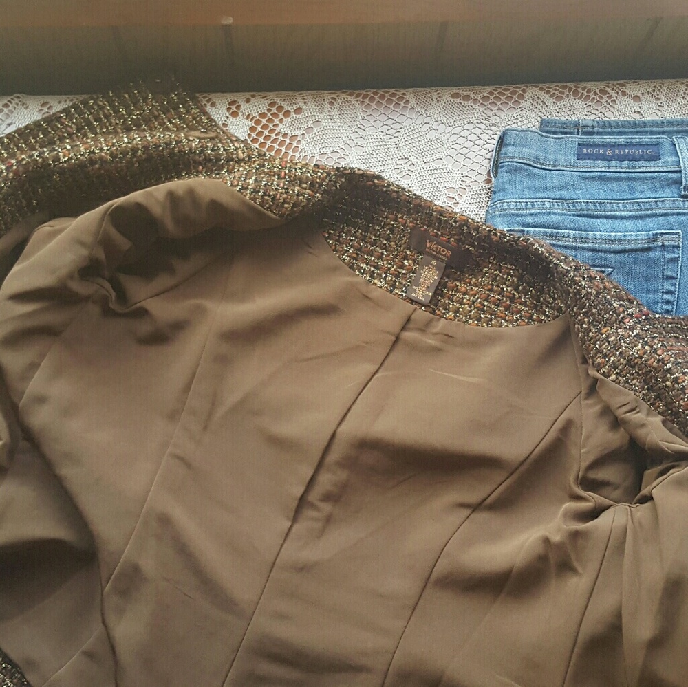 Victor Alfaro gold metallic thread tweed jacket - Picture 3 of 5