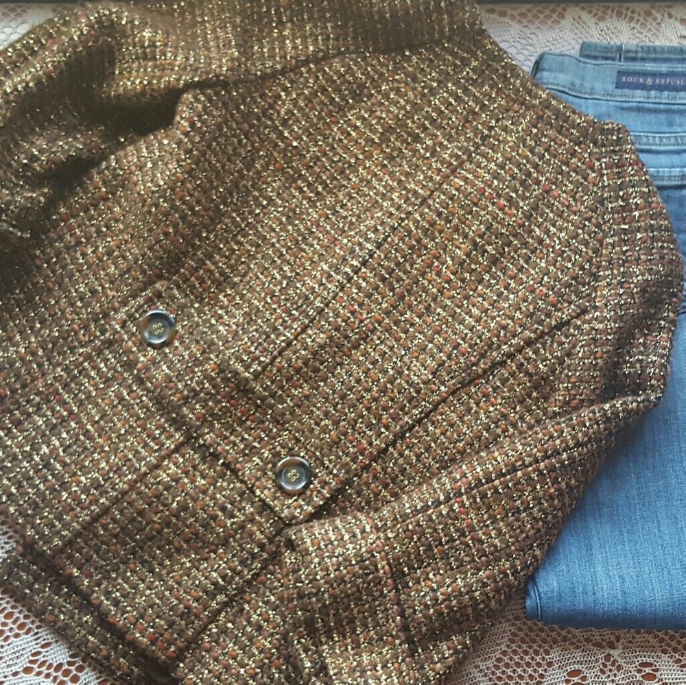 Victor Alfaro gold metallic thread tweed jacket - Picture 4 of 5