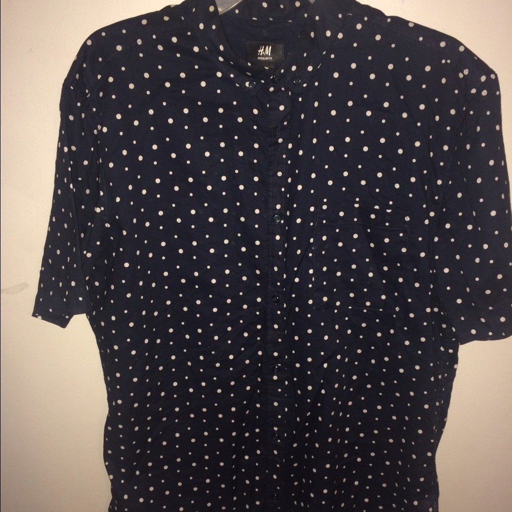 H&M Navy Blue Poke-Dotted Shirt