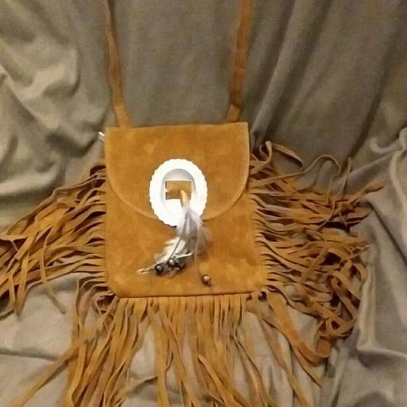 Brown western fringe suede crossbody bag - Picture 2 of 5