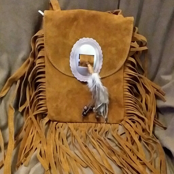 Brown western fringe suede crossbody bag - Picture 3 of 5