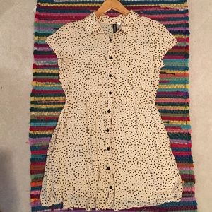 Button Up Cream Polka Dot Dress